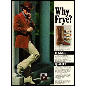 1981 Frye Boots Vintage Print Ad Western Urban Cowboy Hat Velvet Coat Wall Art